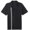 Glitz Glam And Rebellion Men's Apparel Men's Bowling Shirt In Black With White Stripes