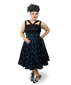 ChicStar Strappy Swing Dress In Blue Floral