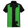 Glitz Glam And Rebellion Men's Bowling Shirt In Black With Green Panels