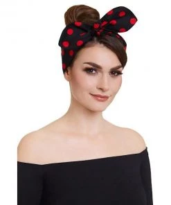 Dolly & Dotty Pinup And Rockabilly Headscarf In Black With Red Polka Dots