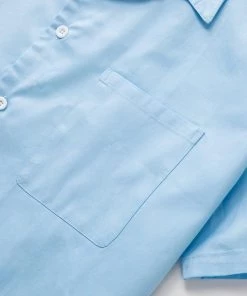 Glitz Glam And Rebellion Men's Bowling Shirt In Sky Blue With Donut Print Panel