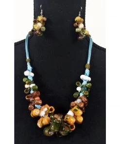 Glitz Glam And Rebellion Accessories Vintage Hand Made Mexican Pottery Necklace And Earrings