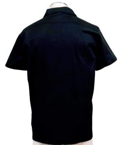 Glitz Glam And Rebellion Men's Apparel Men's Bowling Shirt With Blue Flamingo Panel