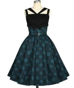 ChicStar Strappy Swing Dress In Blue Floral
