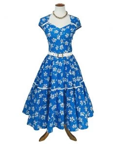 ChicStar Olivia Swing Dress In Blue And White Floral Print