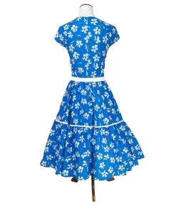 ChicStar Olivia Swing Dress In Blue And White Floral Print