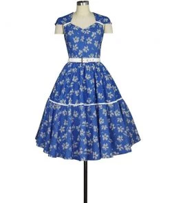 ChicStar Olivia Swing Dress In Blue And White Floral Print