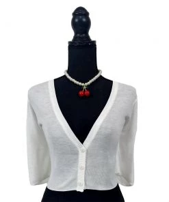 Banned Bobby Cropped Cardigan In White