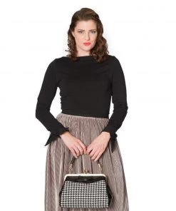 Banned Long Sleeved Bow Top In Black Women's Apparel