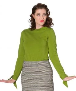 Banned Long Sleeved Bow Top In Green