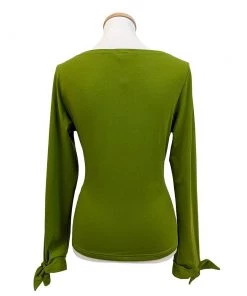 Banned Long Sleeved Bow Top In Green