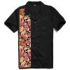 Glitz Glam And Rebellion GGR Men's Bowling Shirt In Black With Popcorn Print Panel Men's Apparel