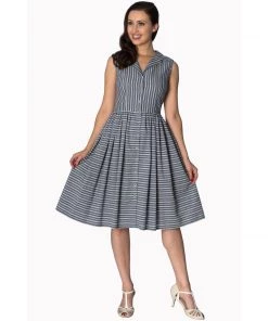 Banned Brighton Pier Shirtdress In Gray Stripe Women's Apparel