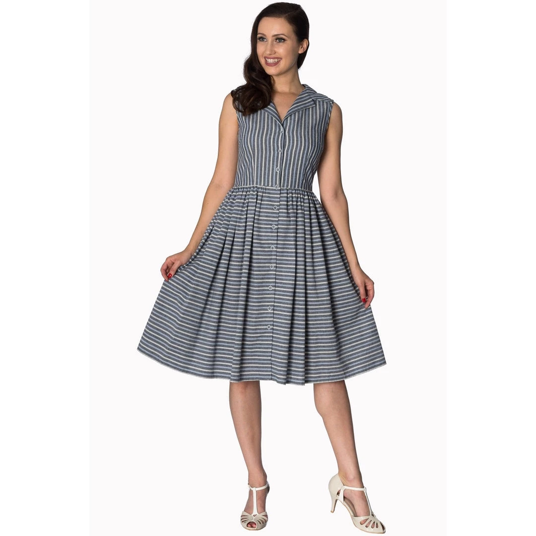 Banned Brighton Pier Shirtdress In Gray Stripe Women's Apparel 3 Banned Brighton Pier Shirtdress In Gray Stripe Women's Apparel