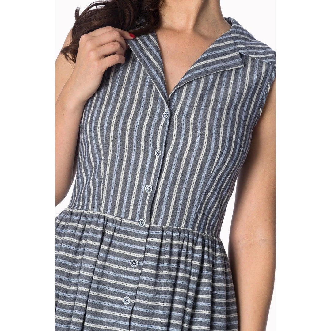 Banned Brighton Pier Shirtdress In Gray Stripe Women's Apparel 6 Banned Brighton Pier Shirtdress In Gray Stripe Women's Apparel