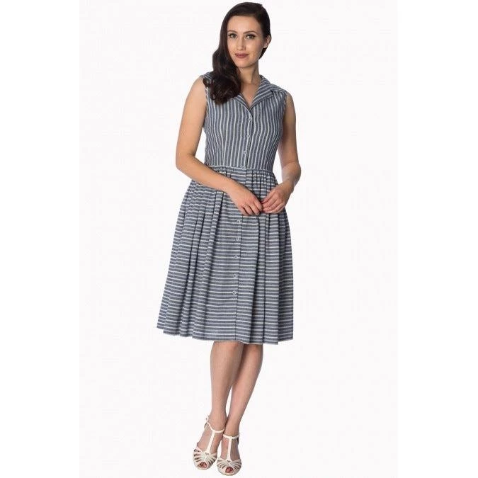 Banned Brighton Pier Shirtdress In Gray Stripe Women's Apparel 4 Banned Brighton Pier Shirtdress In Gray Stripe Women's Apparel
