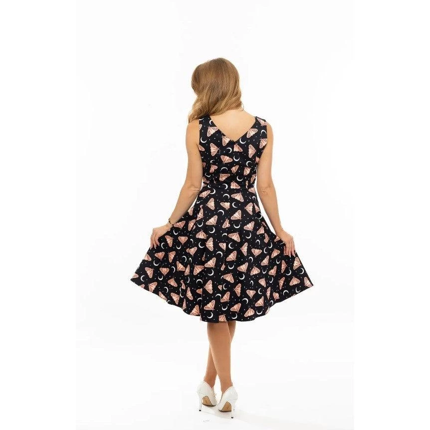 Women's Apparel Eva Rose V-Neck Swing Dress In Butterfly Moon Print 7 Women's Apparel Eva Rose V-Neck Swing Dress In Butterfly Moon Print
