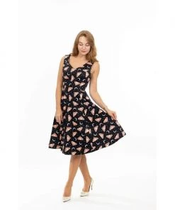 Women's Apparel Eva Rose V-Neck Swing Dress In Butterfly Moon Print