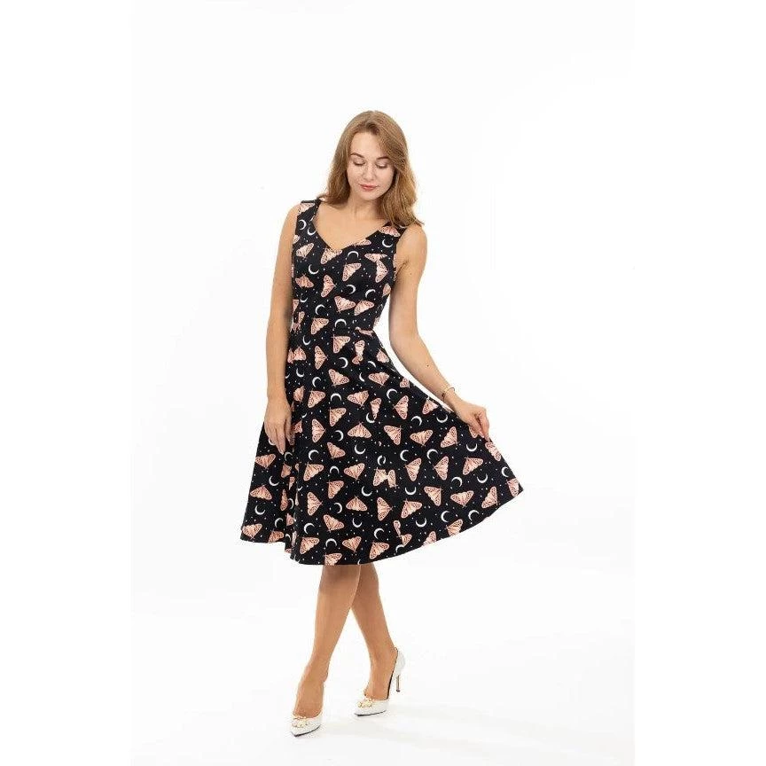 Women's Apparel Eva Rose V-Neck Swing Dress In Butterfly Moon Print 3 Women's Apparel Eva Rose V-Neck Swing Dress In Butterfly Moon Print