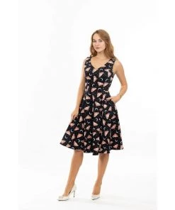 Women's Apparel Eva Rose V-Neck Swing Dress In Butterfly Moon Print