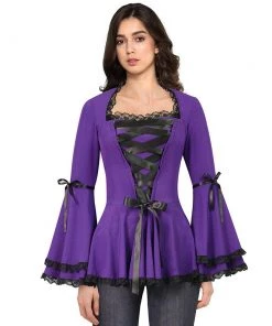 ChicStar Calliope Lace Corset Top In Purple Women's Apparel