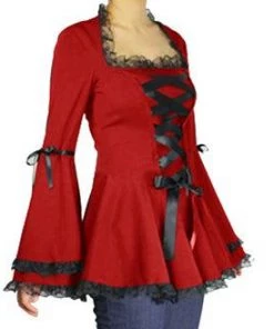 ChicStar Calliope Lace Corset Top In Red