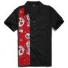Glitz Glam And Rebellion GGR Men's Bowling Shirt In Black With Sugar Skulls