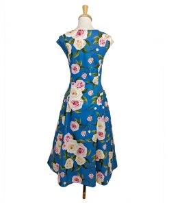 ChicStar Women's Apparel Betty Drop-Waist Floral Swing Dress In Blue
