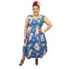 ChicStar Women's Apparel Betty Drop-Waist Floral Swing Dress In Blue