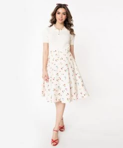 Voodoo Vixen Charlie Skirt In Cherry Print Women's Apparel