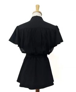 ChicStar Women's Apparel Chiffon Button Blouse In Black