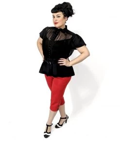 ChicStar Women's Apparel Chiffon Button Blouse In Black