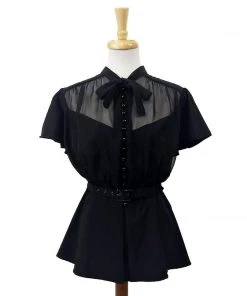 ChicStar Women's Apparel Chiffon Button Blouse In Black