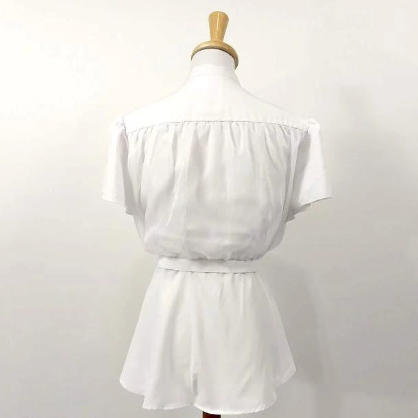 ChicStar Chiffon Button Blouse In White 5 ChicStar Chiffon Button Blouse In White