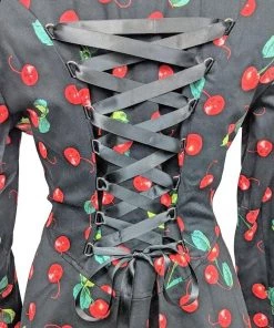 ChicStar Corset-Backed Cherries Jacket In Black 14 ChicStar Corset-Backed Cherries Jacket In Black