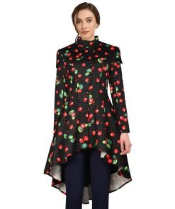 ChicStar Corset-Backed Cherries Jacket In Black