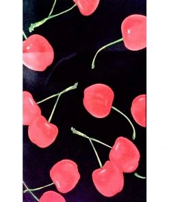 Glitz Glam And Rebellion Men's Bowling Shirt In Black With Cherry Print Panel