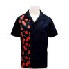 Glitz Glam And Rebellion Men's Bowling Shirt In Black With Cherry Print Panel