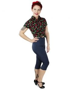 Hemet Knotted Top In Cherries On Black Women's Apparel 9 Hemet Knotted Top In Cherries On Black Women's Apparel