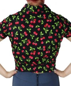 Hemet Knotted Top In Cherries On Black Women's Apparel 8 Hemet Knotted Top In Cherries On Black Women's Apparel