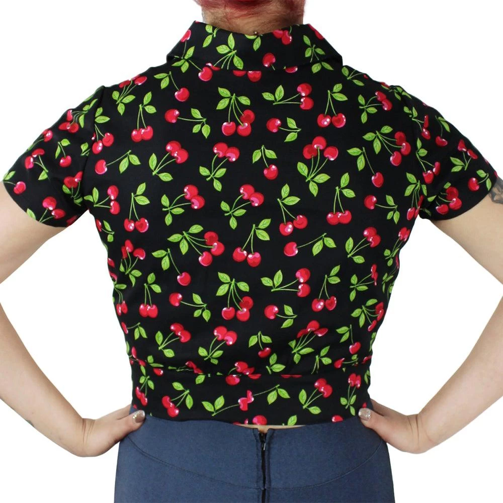 Hemet Knotted Top In Cherries On Black Women's Apparel 5 Hemet Knotted Top In Cherries On Black Women's Apparel