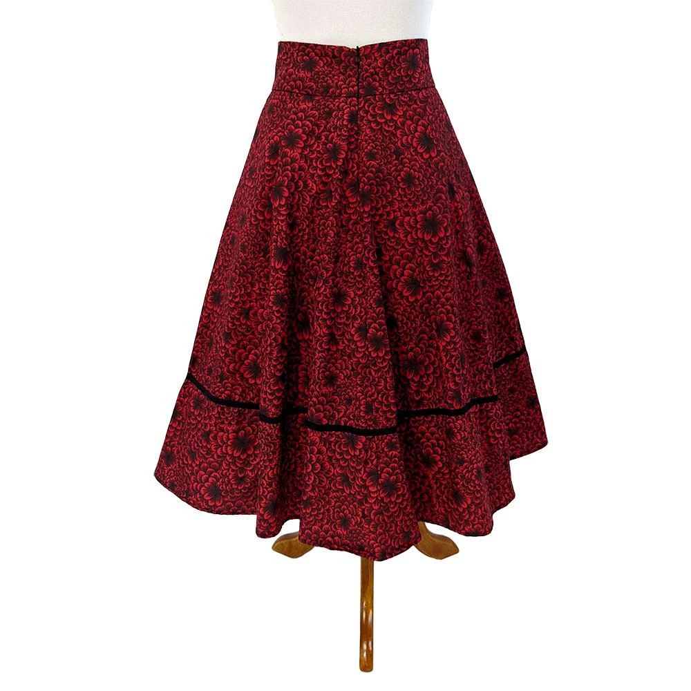 ChicStar Women's Apparel Anita Swing Skirt In Red Floral 5 ChicStar Women's Apparel Anita Swing Skirt In Red Floral