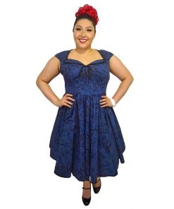 ChicStar Floral Fanna Swing Dress In Blue