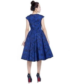 ChicStar Floral Fanna Swing Dress In Blue