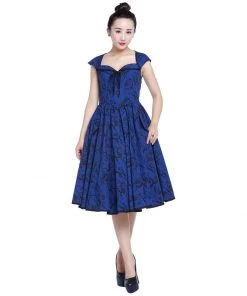 ChicStar Floral Fanna Swing Dress In Blue