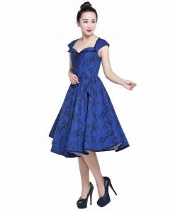 ChicStar Floral Fanna Swing Dress In Blue