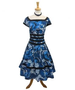 ChicStar Women's Apparel Kara Floral Swing Dress In Dark Blue