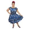 ChicStar Women's Apparel Kara Floral Swing Dress In Dark Blue