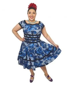 ChicStar Women's Apparel Kara Floral Swing Dress In Dark Blue