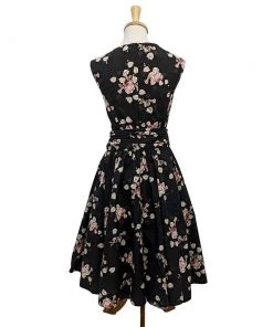 ChicStar Rose Wrap-Front Swing Dress In Black